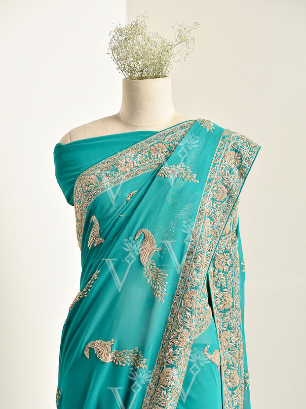 Green Georgette Saree