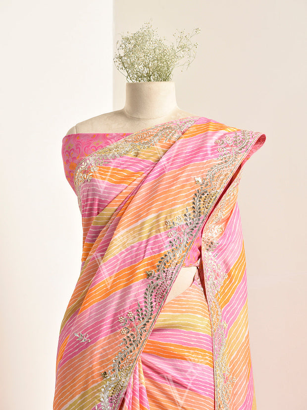 Multi Color Vasansi Silk Leheriya Saree