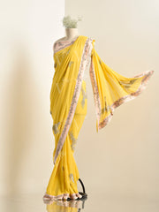 Yellow Georgette Saree