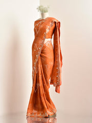 Orange Vasansi Silk Saree