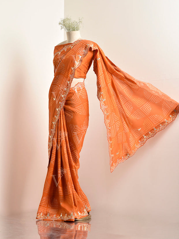 Orange Vasansi Silk Saree