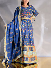 Blue Vasansi Silk Printed Anarkali Gown