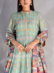 Green Vasansi Silk Printed Anarkali Gown