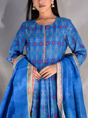 Blue Vasansi Silk Printed Anarkali Gown