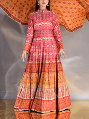 Red Vasansi Silk Printed Anarkali Gown