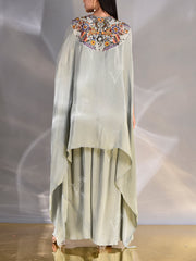 Grey Crepe Embroidered Shrug and Palazzo set