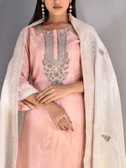 Baby Pink Silk Zardozi Suit Set