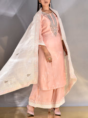 Baby Pink Silk Zardozi Suit Set