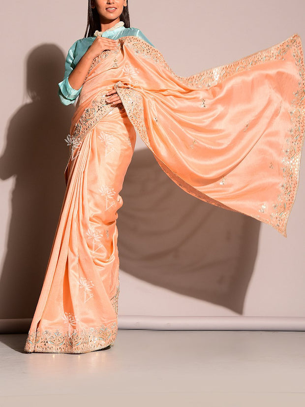 Peach Gotta Patti Saree