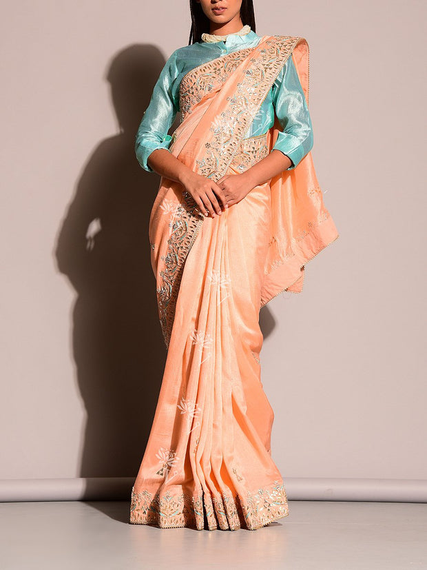 Peach Gotta Patti Saree