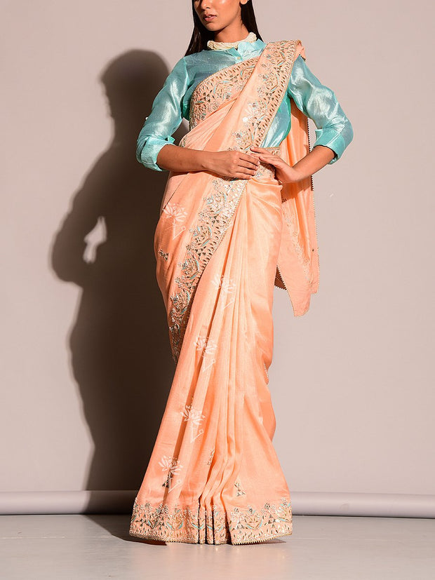 Peach Gotta Patti Saree