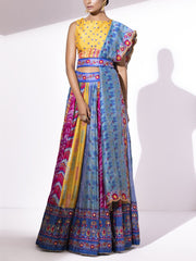 Multi Color Silk Lehenga Set