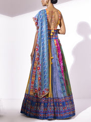 Multi Color Silk Lehenga Set