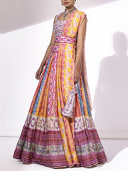 Multi Color Silk Lehenga Set