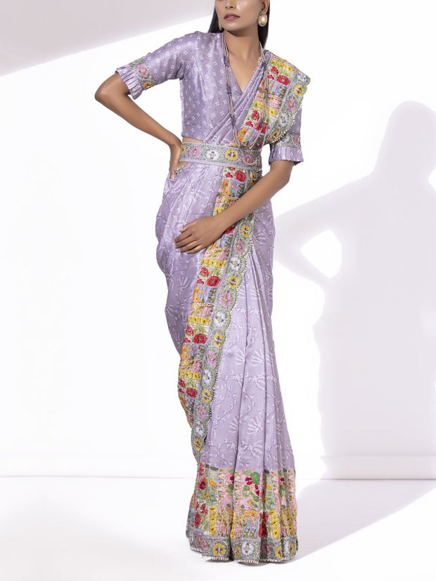 Lilac Printed Saree