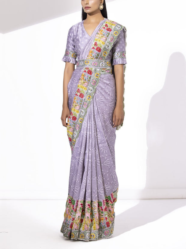 Lilac Printed Saree