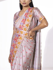 Grey Printed Saree