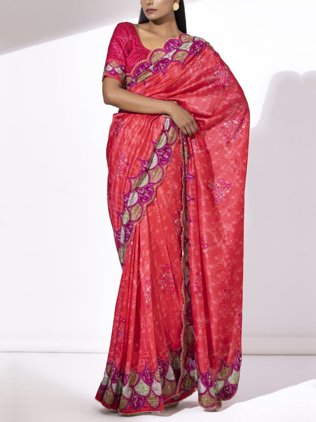 Persian Red Printed Saree