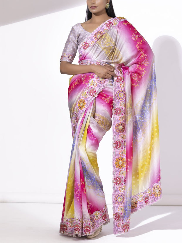 Multi Color Silk Printed Saree