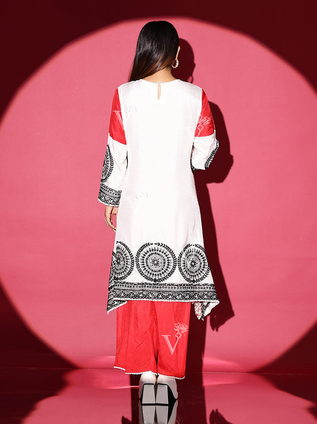 Red Silk Kurta and Pant Set