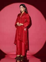 Maroon Silk Kurta and Palazzo Pant Set