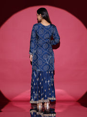 Blue Bandhani Silk Kurta and Palazzo Set