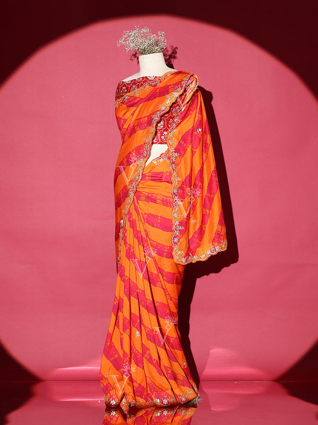 Orange Vasansi Silk Leheriya Saree