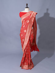 Red Georgette Zari Saree