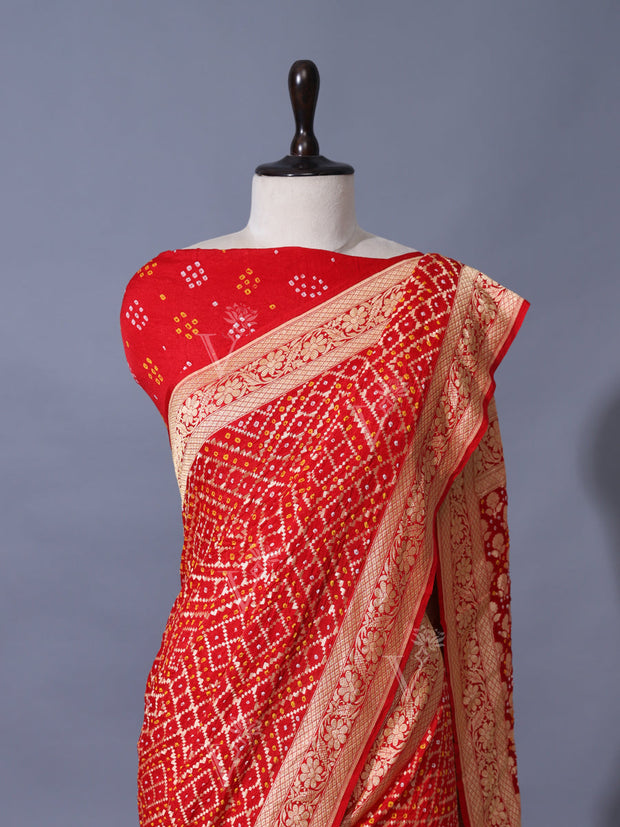 Red Georgette Zari Saree