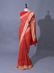 Red Georgette Zari Saree