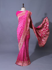 Pink Georgette Zari Saree