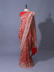 Red Georgette Zari Saree