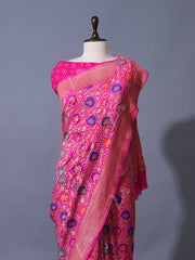 Pink Georgette Zari Saree