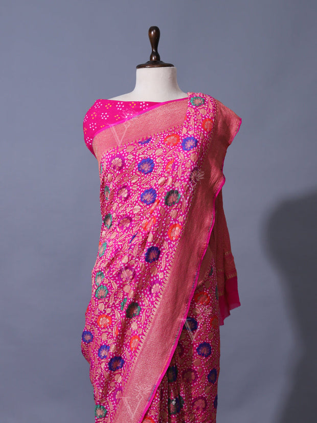 Pink Georgette Zari Saree