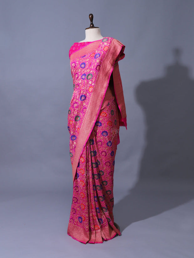 Pink Georgette Zari Saree