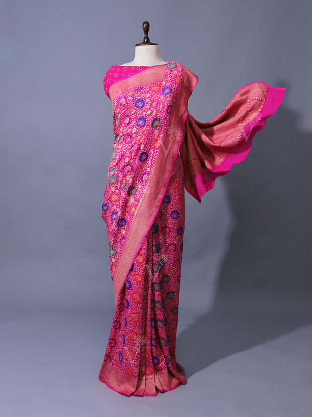 Pink Georgette Zari Saree