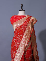 Red Georgette Zari Saree