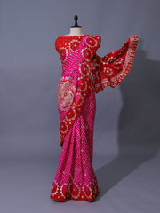 Pink Gajji Silk Zari Saree