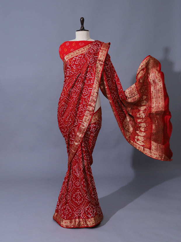 Red Gajji Silk Zari Saree