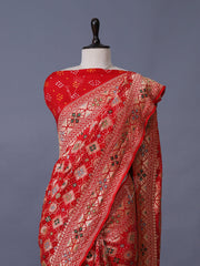 Red Georgette Zari Saree