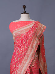 Pink Georgette Zari Saree