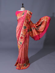 Pink Georgette Zari Saree