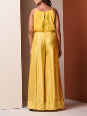 Yellow Satin Silk Jump Suit