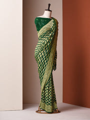 Green Georgette Zari Saree