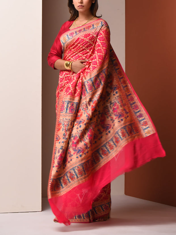 Pink Georgette Zari Saree