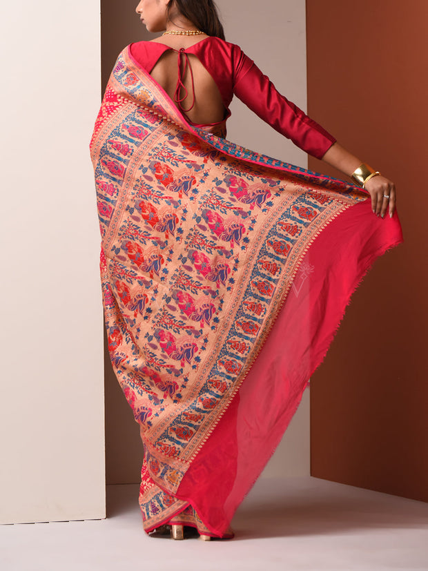 Pink Georgette Zari Saree