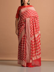 Red Georgette Bandhani Zari Saree