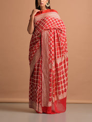 Red Georgette Bandhani Zari Saree