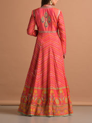 Orange Vasansi Silk Leheriya Gown