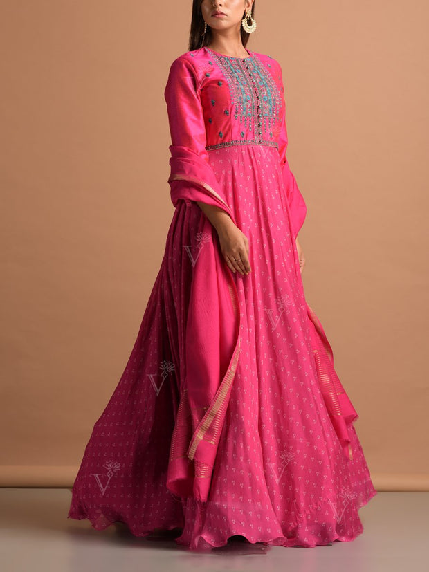 Pink Bandhani Gown